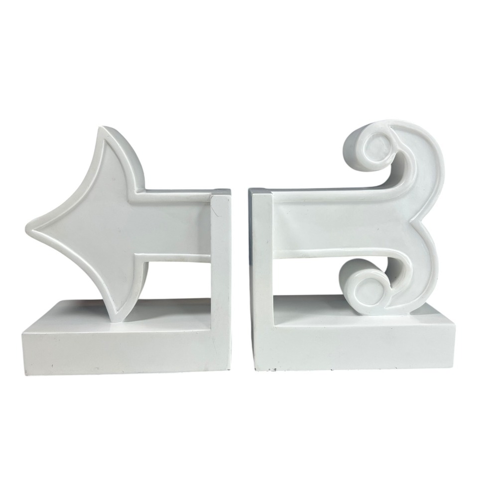 Jonathan Adler Happy Chic Bookends White Arrow Modern Pair Katie Set